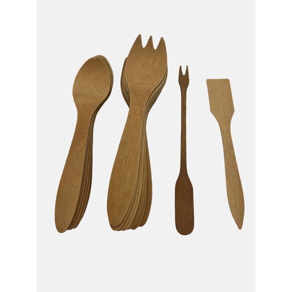 Vintage Picnic Supplies Wooden Utensils & Falcon Fly Ribbons w/ Original Boxes - Picture 2 of 6